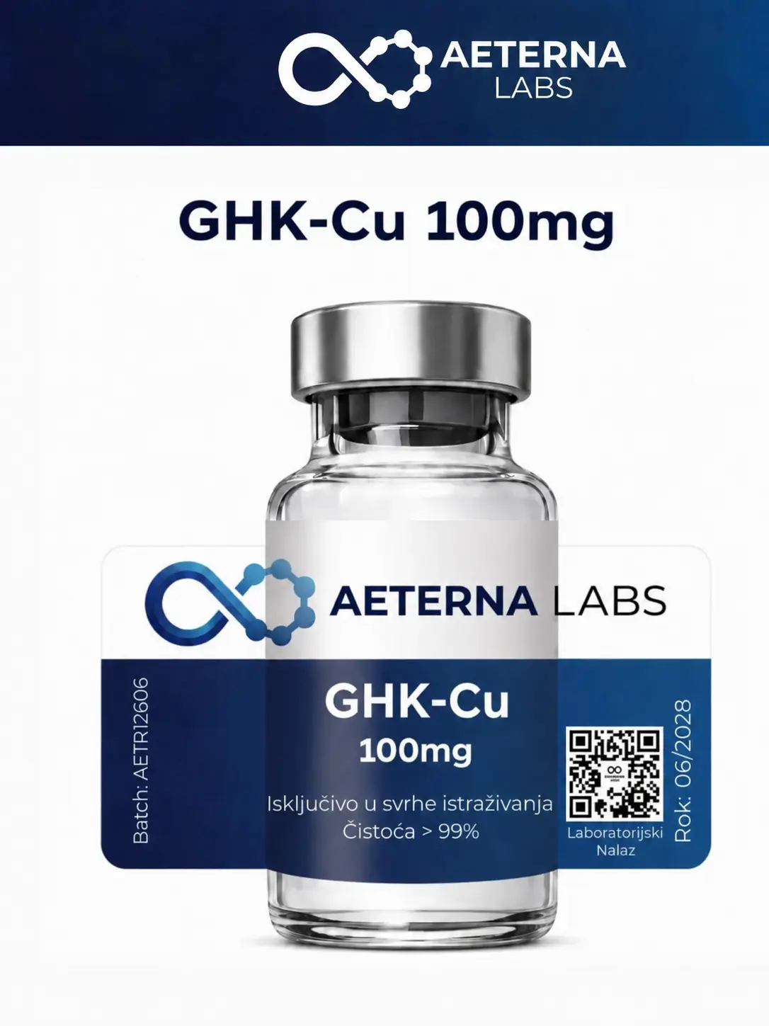 GHK-Cu 100mg Aeterna Labs istraživački bakarni peptid